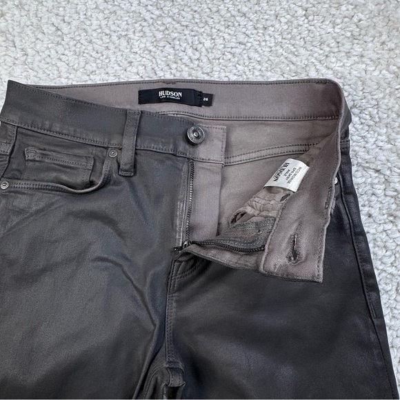 Hudson Nico Midrise Super Skinny Ankle. Waxed Coated gray. WMA407GWF. 26 - Picture 9 of 12